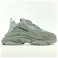 Женские кроссовки Balenciaga Triple S Grey Logo, серые кожаные кроссовки баленсиага трипл с баленсияга