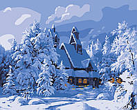 Картины по номерам "Зимний домик" Artissimo холст на подрамнике 50x60 см PNХ2727