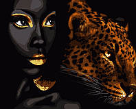 Картини за номерами "Африканська перлина" Artissimo із золотою фарбою полотно на підрамнику 40x50 см PN6070