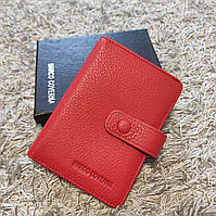 Маленький кожаный кошелёк красного цвета на много карточек Marco Coverna