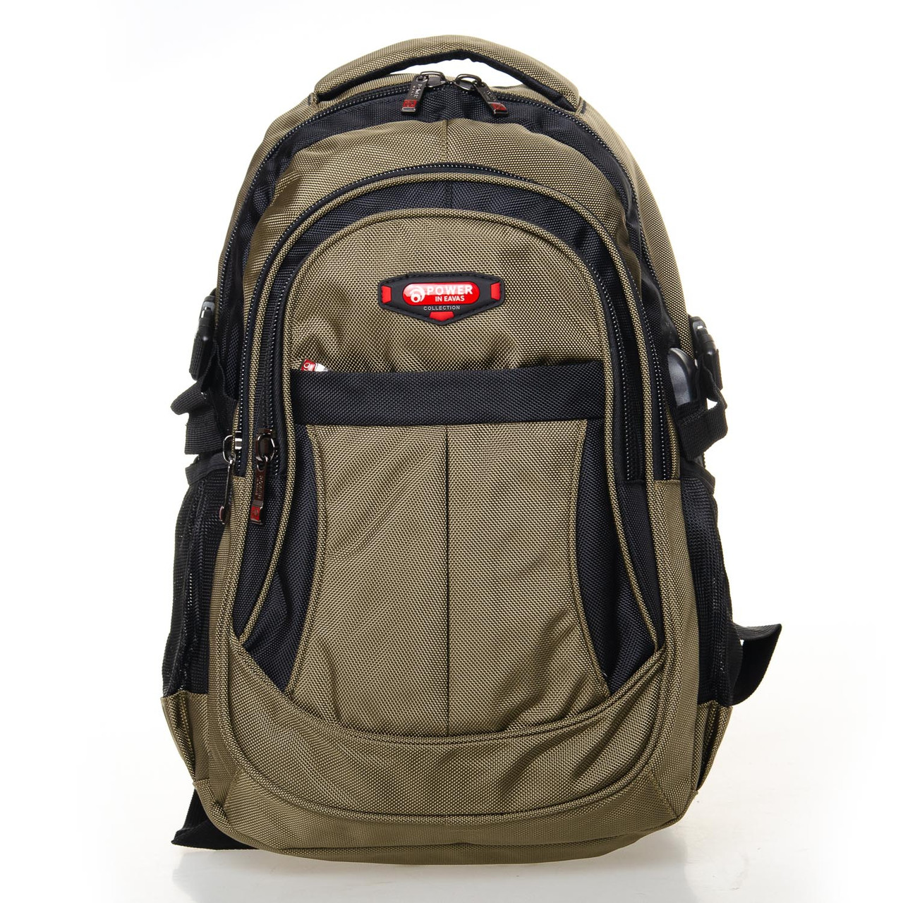 Рюкзак для підлітка хлопчика до школи з USB-перехідником чоловічої Хакі Зелений 44*32 см Power In Eavas 7874