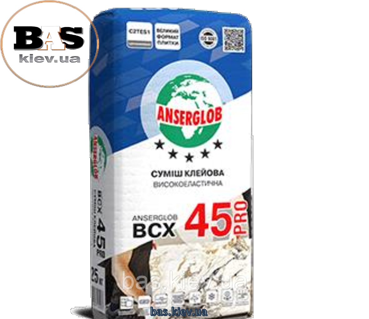 Суміш клейова ANSERGLOB BCX 45 PRO ВИСОКОЕЛАСТИЧНА, 25кг
