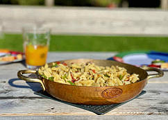 Мідна луджена сковорода з бічними ручками діаметр 24 см