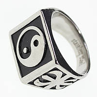 Перстень 16 тема инь-янь длина 20 мм ширина17 мм Stainless Steel цвет серебро стиль гучи