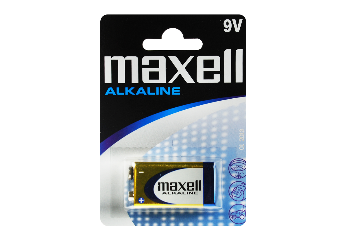 Лужна батарейка Maxell Alkaline 9V/6LR61 Крона 1шт/уп blister