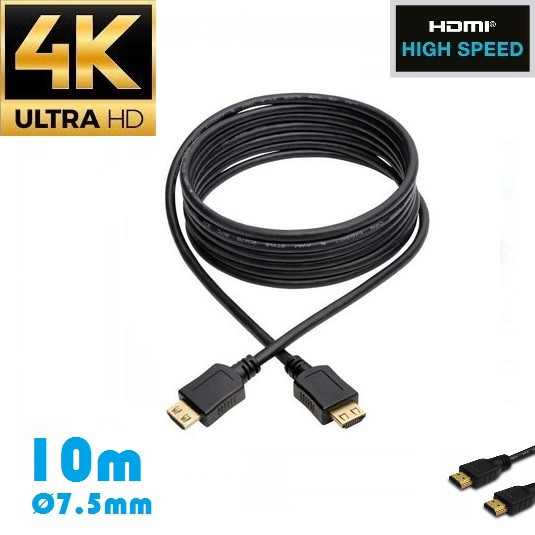 Кабель HDMI-HDMI HIGH SPEED Merlion 10м v1.4 для передачи изображения 4K UltraHD 3D Диаметр 7.5мм - фото 1 - id-p1444931603