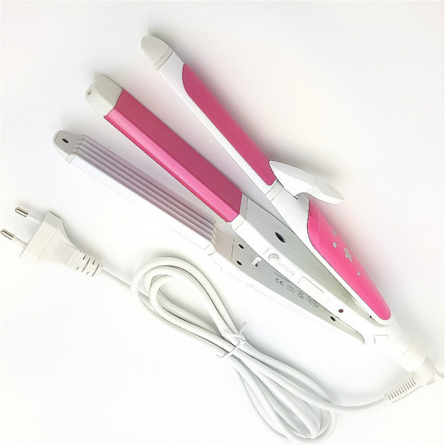 Плойка прасок для волосся Gemei GM 1960 3 в 1 (білий), фото 1