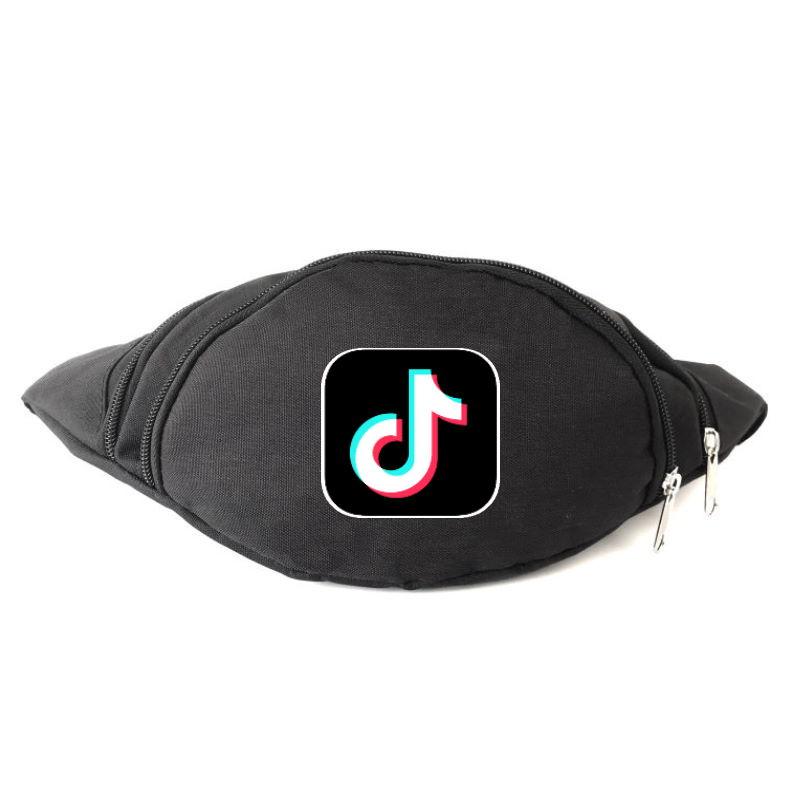 Сумка Бананка на пояс Cappuccino Toys Tik Tok Тік Ток лого 01 чорна, фото 1