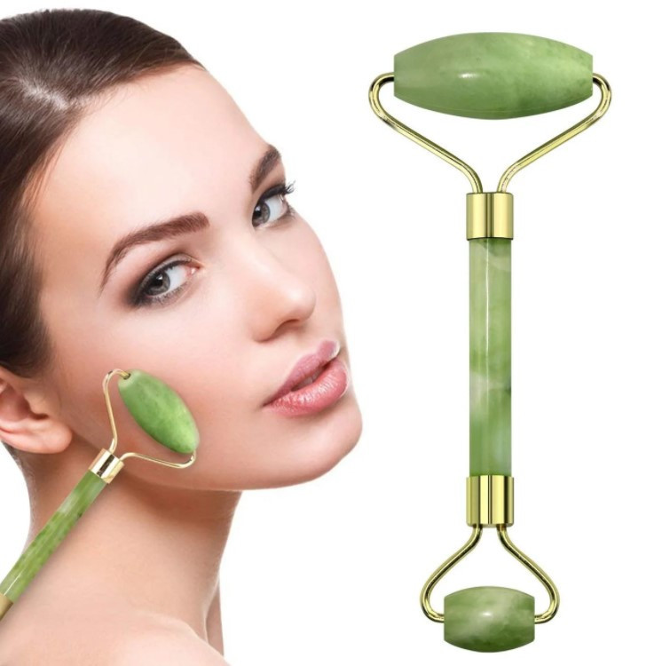 Роликовий масажер для обличчя з обсидіану JADE ROLLER, зелений