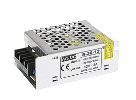 Блок живлення LEDTech 12v 36w 3a, 12в 3а 36вт в перфорованому корпусі. Стандарт. Гарантія 1 рік