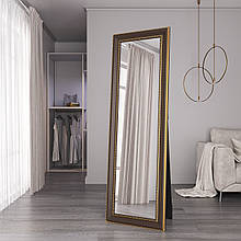 Дзеркало підлогове в широкій коричневій рамі 176х56 Black Mirror для будинку кімнати передпокою коридору
