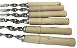 Набір Шампурів 6 шт. неіржавка сталь, трикутний із дерев'яною ручкою, фото 4