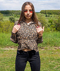Сорочка молодіжна стильна леопардова модна жіноча міська літо-весна-осінь