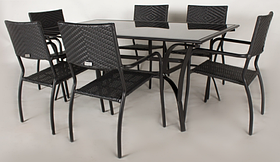 Обідня меблі стіл стільці Cruzo Блек Стіл метал чорний на 6 персон для кафе саду вулиці