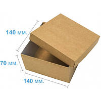 Подарочная картонная коробка с крышкой 140 х 140 х 70 коробка крафт квадратная