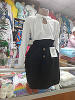 Черная Школьная юбка для девочки высокая с поясом размер 128 - 164