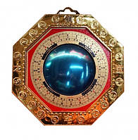 Зеркало Багуа "Инь ян" - выпуклое в золотой рамке