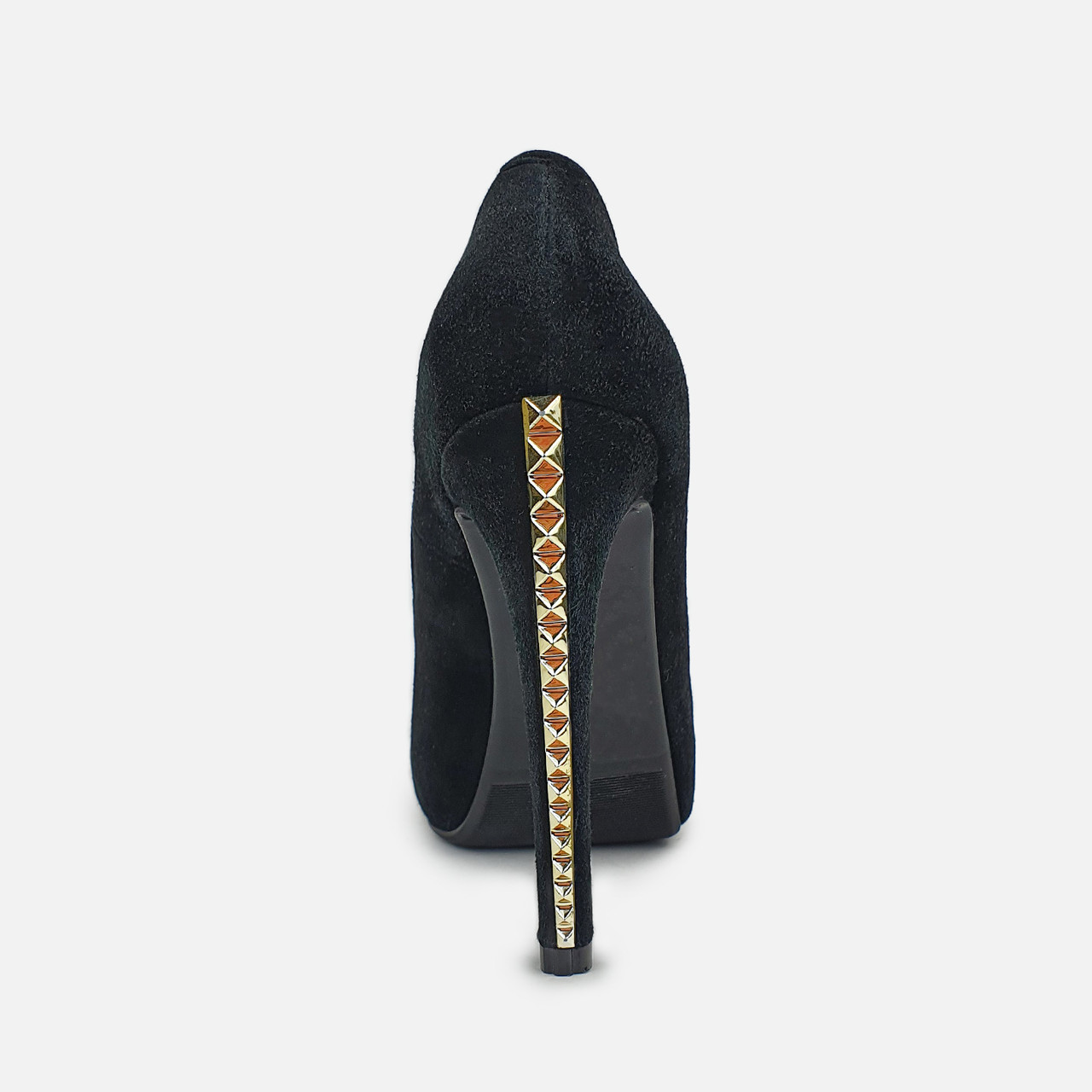 Туфли женские с шипами на высоком каблуке черные 35 - фото 4 - id-p254570730
