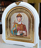 Ікона Свята рівноапостольна княгиня Ольга у білому арочному кіоті під склом , розмір кіота 28*25, сюжет 15*18, фото 2