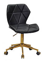 Стілець Torino GD-Modern Office чорний шкірозамінник на золотій хрестовині з коліщатками, фото 4