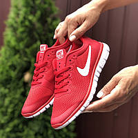 Женские модные кроссовки Nike Free Run 3.0 сетка молодежные кроссы Найк Фри Ран 3.0 для бега красные