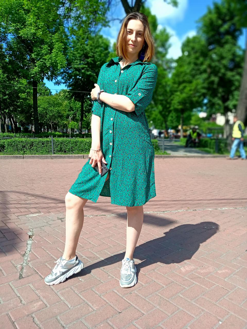 Сукня-сорочка зелений штапель, фото 1