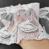 Ажурне мереживо, вишивка на сітці: білого кольору сітка, біла нитка, ширина 16 см, фото 7