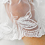 Ажурне мереживо, вишивка на сітці: білого кольору сітка, біла нитка, ширина 16 см, фото 3