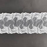 Ажурне мереживо, вишивка на сітці: білого кольору сітка, біла нитка, ширина 16 см, фото 6