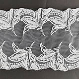 Ажурне мереживо, вишивка на сітці: білого кольору сітка, біла нитка, ширина 16 см, фото 4