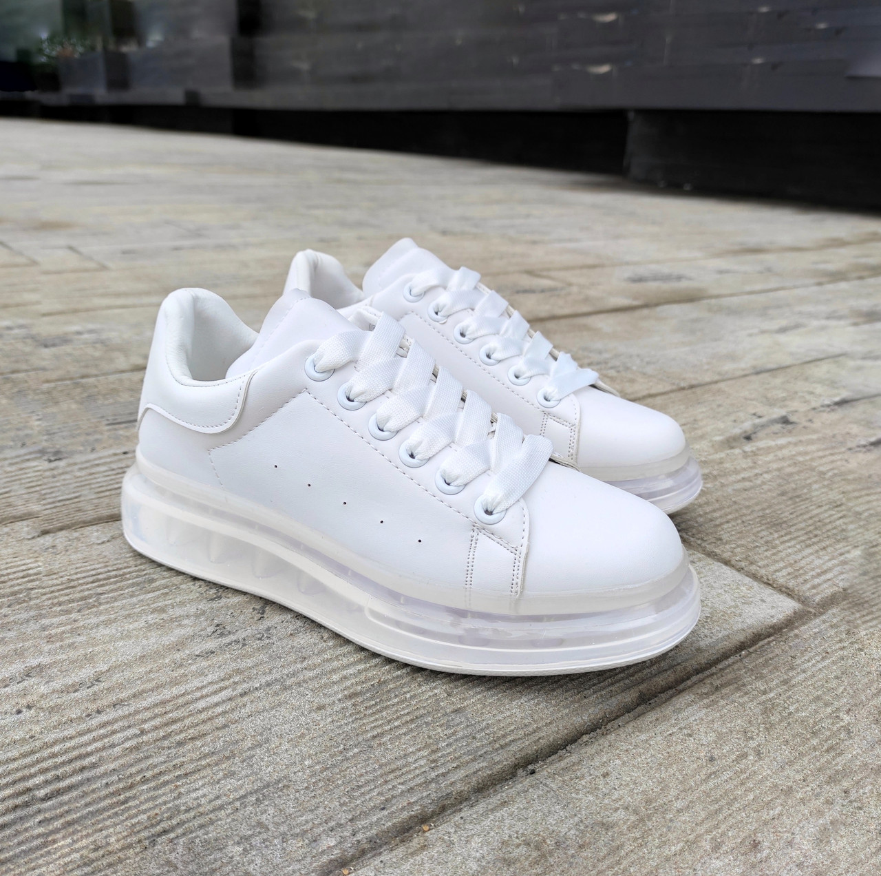 Alexander Mcqueen прозора підошва Білі кросівки деми демісезон еко шкіра шкіряні