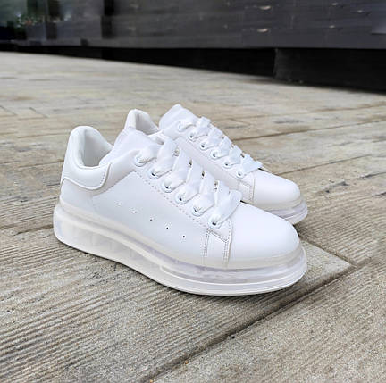 Alexander Mcqueen прозора підошва Білі кросівки деми демісезон еко шкіра шкіряні, фото 1