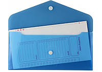 Папка-конверт Е65 прозрачный на кнопке, 180 мкм, фактура "глянец", синий N31306-02