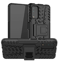 Противоударный чехол Протектор Armored для Xiaomi Redmi Note 10 Pro 4G с подставкой Цвет Чёрный