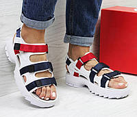 Женские босоножки Fila Disruptor Sandal молодежные сандали Фила Дисраптор белые синие красные