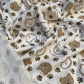 Двонитка принт із начосом 100% бавовна 210 см ширина Ведмедика