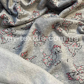 Двонитка принт із начосом 100% бавовна 210 см ширина Котики