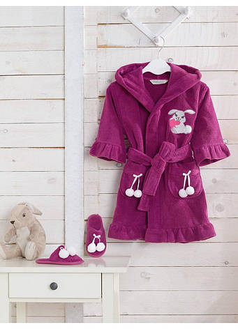 Халат Soft Cotton BUNNY фіолетовий, 8-10 років 140см, фото 2