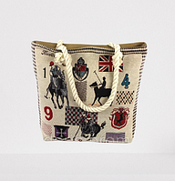 Жіноча повсякденна сумка з тканини з яскравим принтом. Сумка для покупок