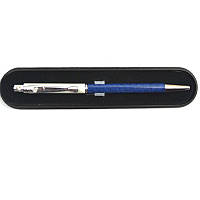 Ручка в пластиковом футляре масляная (0,5мм) стержень синий поворотный корпус синий/белый с кристаллами