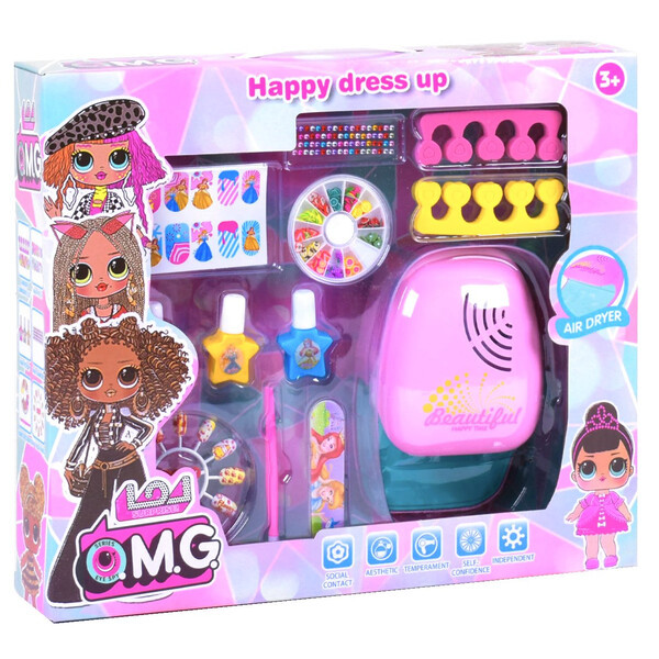 Маникюрный набор детский игровой для девочки OZM Toy с сушкой (35717)
