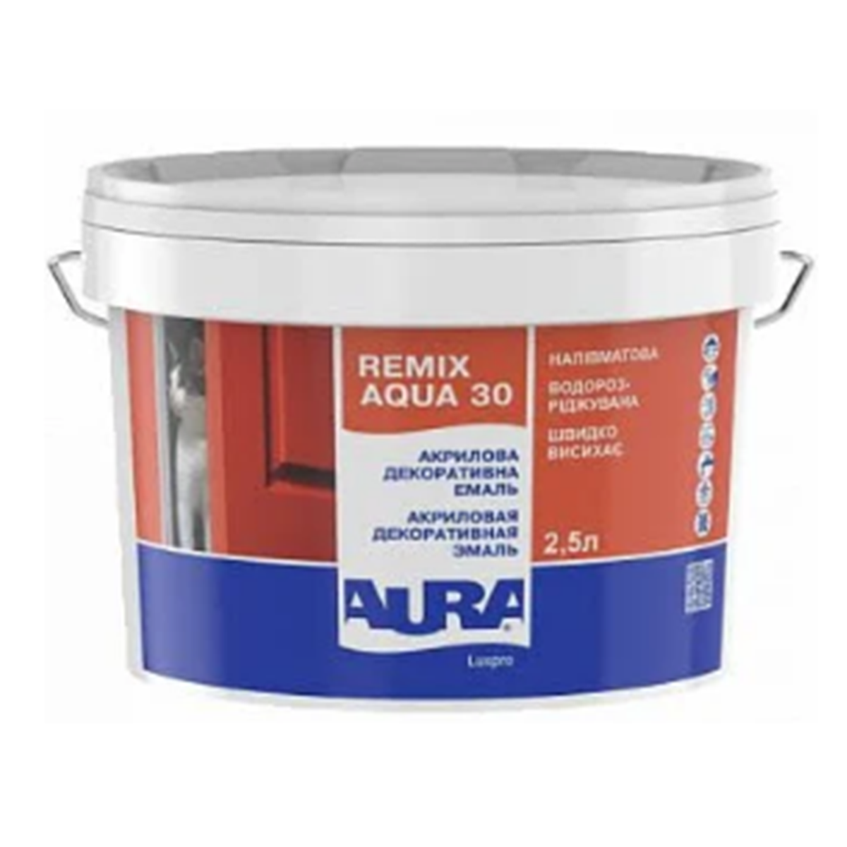 Акрилова емаль для дерева та металу Aura Luxpro Remix Aqua 30 2,2 л, фото 1