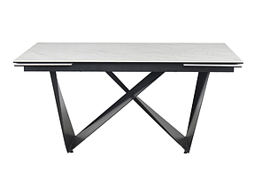 Стіл обідній Cavalli-II Ceramic метал Чорний матовий, скло/кераміка Білий Мармур 160-240х90 (Signal TM)