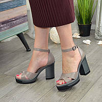 Босоножки женские кожаные на высоком каблуке, цвет визон. 36 размер