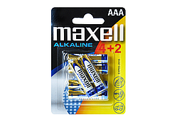 Лужна батарейка Maxell Alkaline AAA/LR03  6шт/уп(4+2) blister