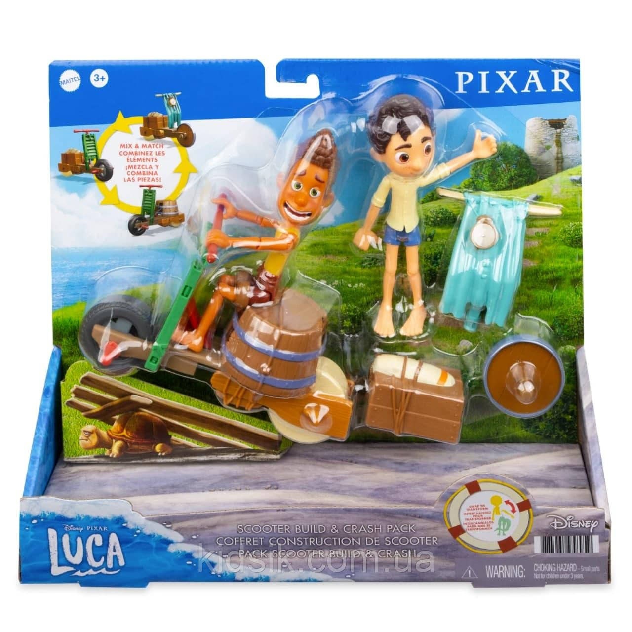 Набір фігурок Лука і Альберто з мультфільму "Лука" на скутері Luca Scooter Mattel, фото 1
