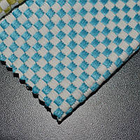 Ткань для уличной мебели рогожка Сицилия (Sycylia) в мелкую клетку голубого цвета
