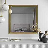 Квадратное зеркало на стену | 68х68 Золото Black Mirror в ванную | для туалетного столика