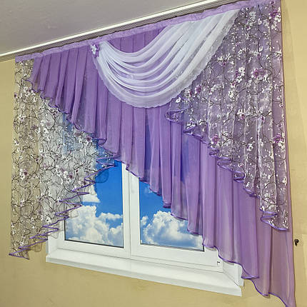 Тюль ламбрекен в дитячу, на кухню №446 бузкова, фото 2