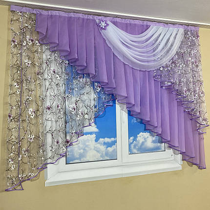 Тюль ламбрекен в дитячу, на кухню №446 бузкова, фото 3